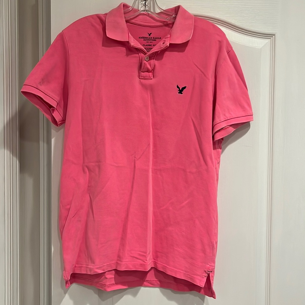 American Eagle Classic Fit Men’s Medium Pink Polo